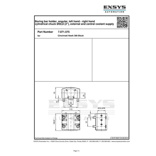 Eppinger BMT, Cincinnati Hawk 300 Block, Boring bar holder 7.071.575